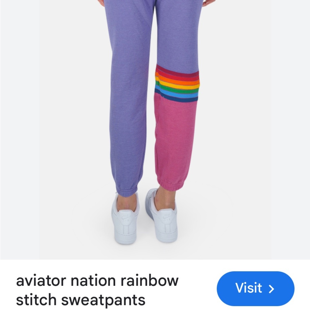 Rare! Aviator Nation S Lavender Rainbow 8 Stripe gently worn pants sold out - Picture 3 of 9